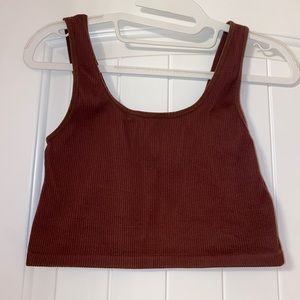 Brick coloured ribbed cropped tank